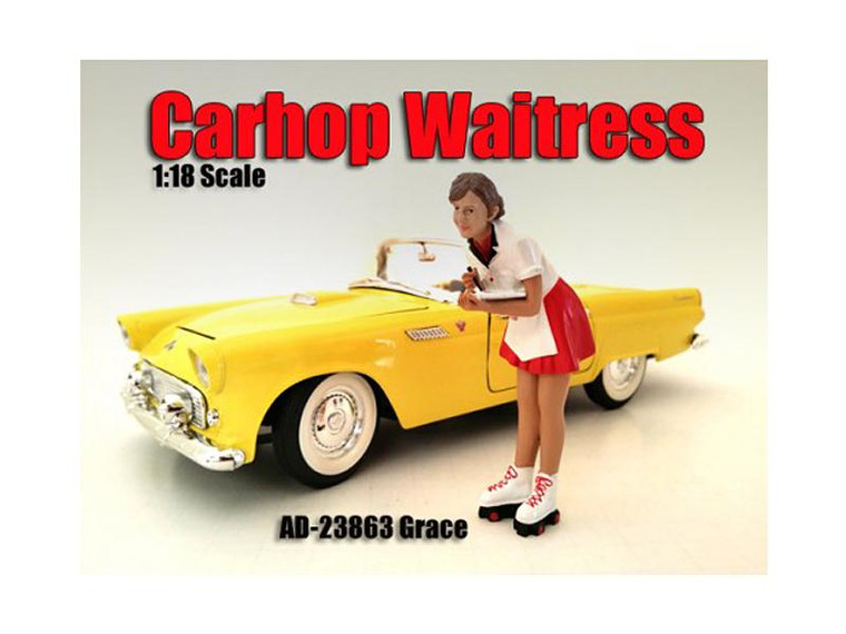 Carhop Waitress Grace Figure For 1/18 Scale Models By American Diorama (Pack Of 3) 23864 By Diecast Models