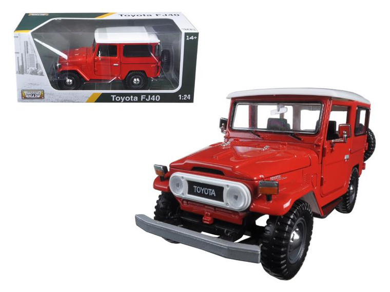 Toyota Fj40 Red With White Top 1/24 Diecast Model Car By Motormax 79323r