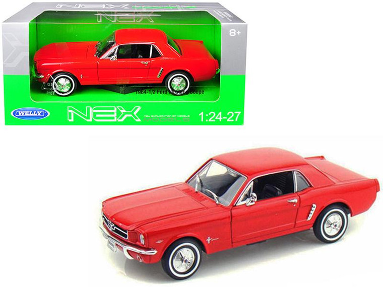 1964 1/2 Ford Mustang Coupe Hard Top Red 1/24-1/27 Diecast Model Car By Welly (Pack Of 2) 22451r