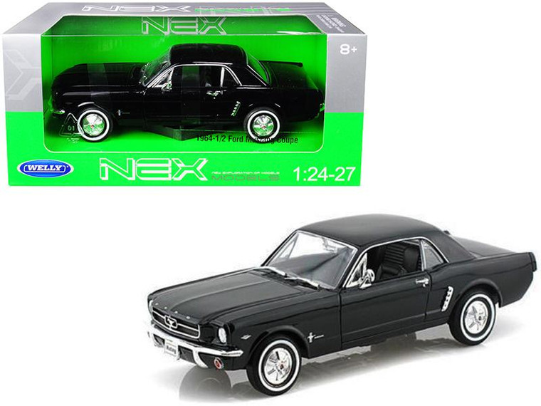 1964 1/2 Ford Mustang Coupe Hard Top Black 1/24-1/27 Diecast Model Car By Welly (Pack Of 2) 22451bk