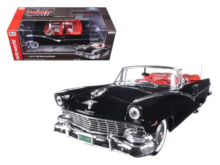 1956 Ford Sunliner 60Th Anniversary Black Limited Edition To 1002Pcs 1/18 Diecast Model Car By Autoworld AMM1072