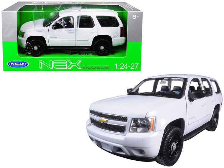 2008 Chevrolet Tahoe Unmarked Police Car White 1/24-1/27 Diecast Model Car By Welly 22509WEP