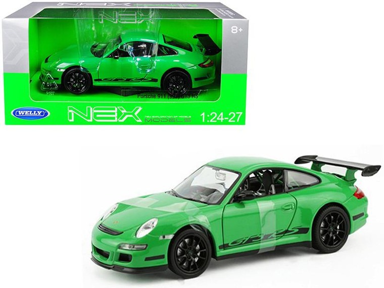 Porsche 911 (997) Gt3 Rs Green 1/24-1/27 Diecast Model Car By Welly (Pack Of 2) 22495grn