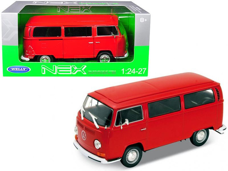 1972 Volkswagen Bus Van T2 Red 1/24-1/27 Diecast Model By Welly (Pack Of 2) 22472r