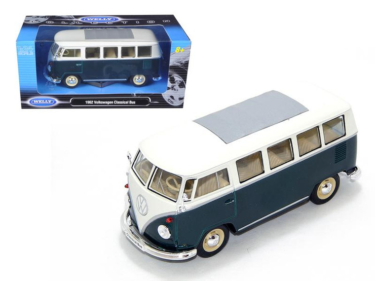 1962 Volkswagen Microbus Green 1/24 Diecast Model Car By Welly 22095grn