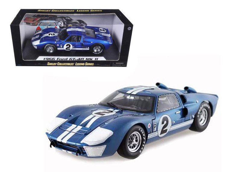 1966 Ford Gt40 Gt 40 Mark Ii #2 Blue 12 Hours Of Sebring 1/18 Diecast Car Model By Shelby Collectibles SC401 By Diecast Models
