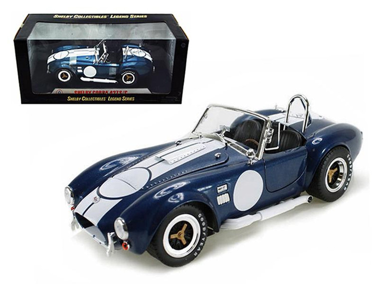 1965 Shelby Cobra 427 S/C Blue With Printed Carroll Shelby Signature 1/18 Diecast Model Car By Shelby Collectibles SC121-1