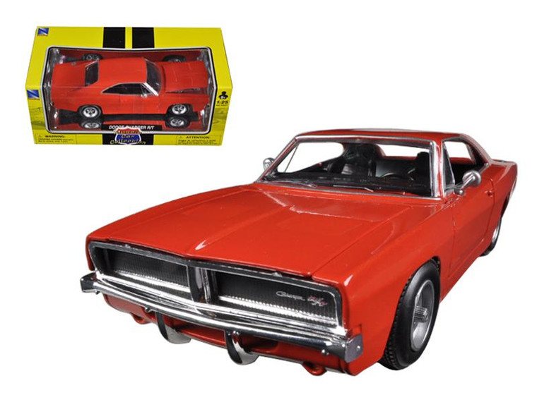 1969 Dodge Charger R/T Orange 1/25 Diecast Model Car By New Ray (Pack Of 2) 71893A