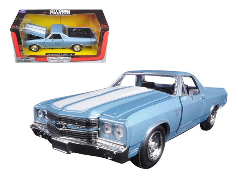 1970 Chevrolet El Camino Ss Blue 1/24 Diecast Model Car By New Ray (Pack Of 2) 71883B