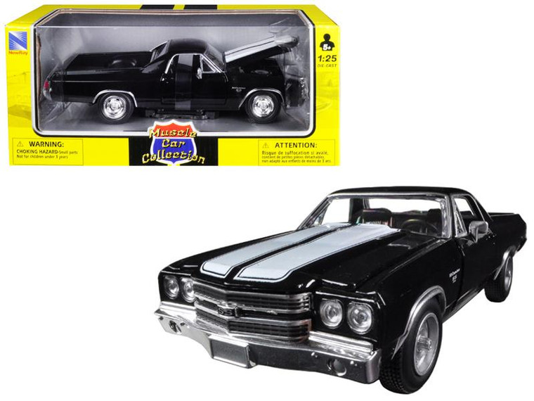 1970 Chevrolet El Camino Ss Black 1/25 Diecast Car Model By New Ray (Pack Of 2) 71883A By Diecast Models
