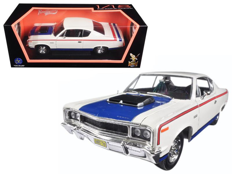 1970 Amc Rebel White With Red And Blue Stripes 1/18 Diecast Model Car By Road Signature 92778W