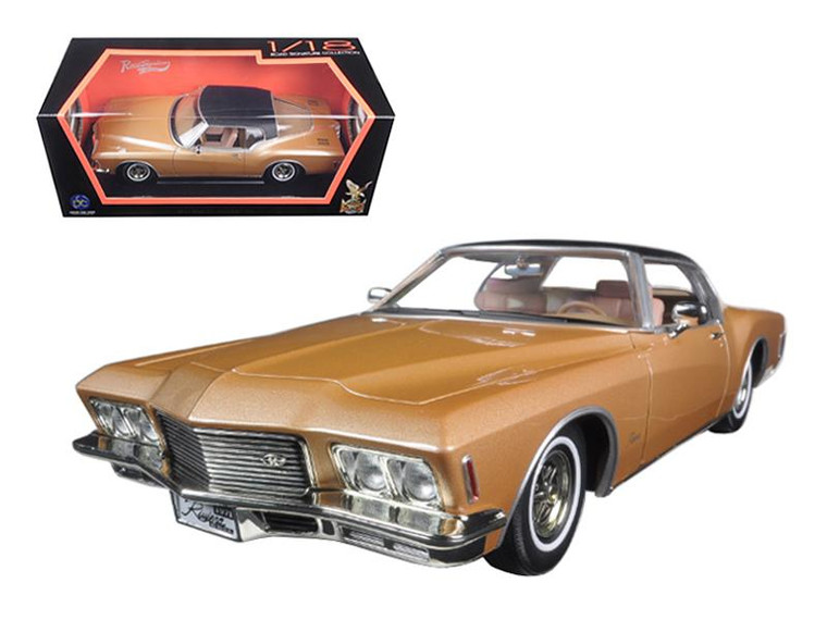 1971 Buick Riviera Gs With Vinyl Top Gold 1/18 Diecast Model Car By Road Signature 92558gld