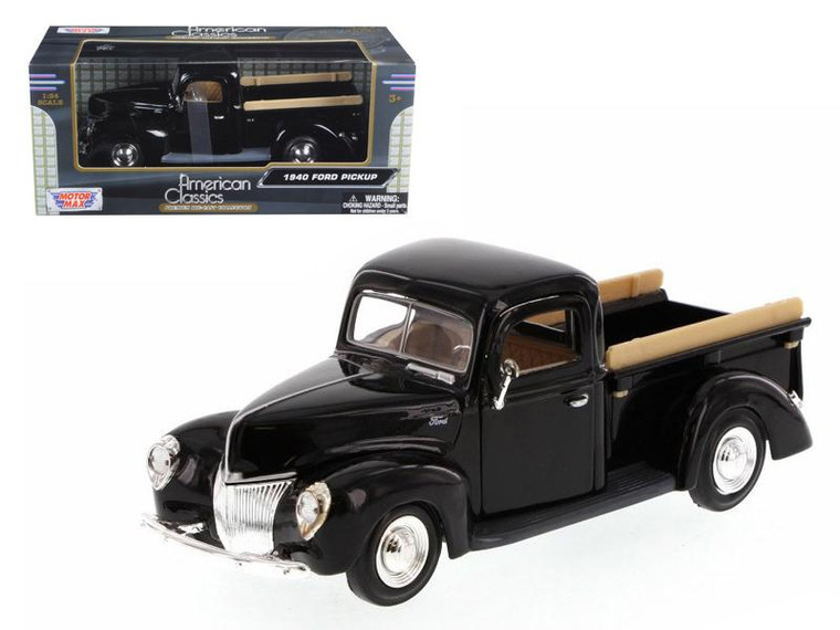 1940 Ford Pickup Truck Black 1/24 Diecast Model Car By Motormax (Pack Of 2) 73234bk
