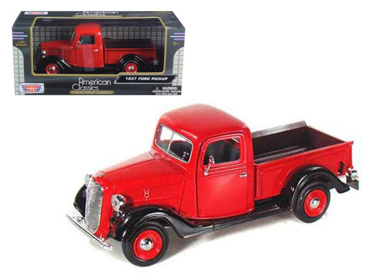 1937 Ford Pickup Truck Red 1/24 Diecast Car Model By Motormax (Pack Of 2) 73233r By Diecast Models