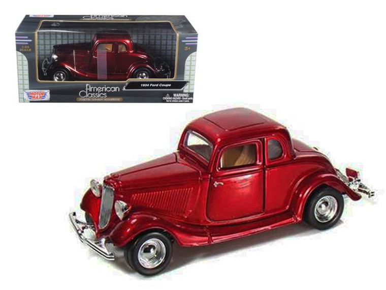 1934 Ford Coupe Red 1/24 Diecast Model Car By Motormax (Pack Of 2) 73217r