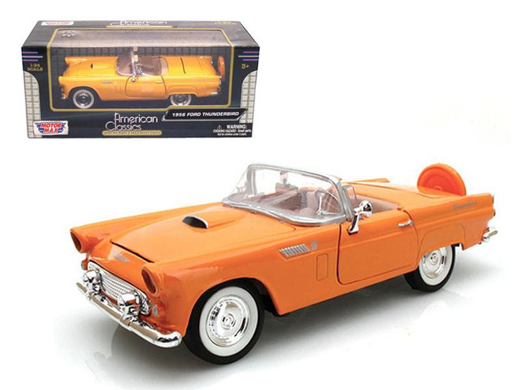 1956 Ford Thunderbird Orange 1/24 Diecast Car Model By Motormax (Pack Of 2) 73215or By Diecast Models