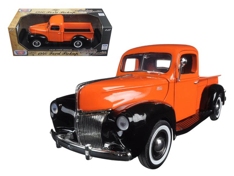 1940 Ford Pickup Truck Orange "Timeless Classics" 1/18 Diecast Model Car By Motormax" 73170OR-TC