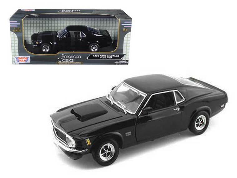 1970 Ford Mustang Boss 429 Black 1/18 Diecast Car Model By Motormax 73154bk By Diecast Models
