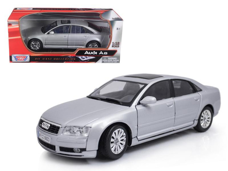 2004 Audi A8 Silver 1/18 Diecast Model Car By Motormax 73149s