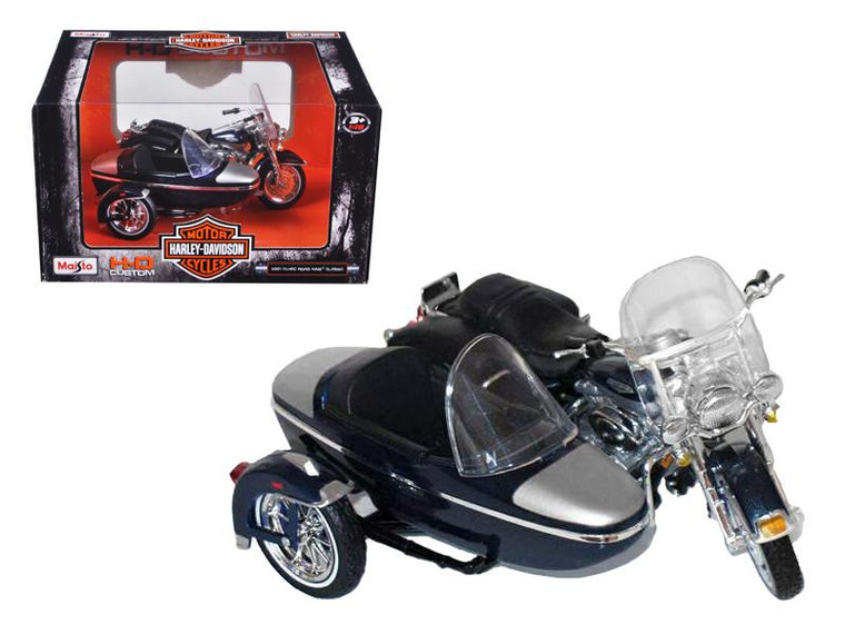 2001 Harley Davidson Flhrc Road King Classic With Side Car Black Motorcycle Model 1/18 Diecast Model By Maisto (Pack Of 2) 32420D/76200