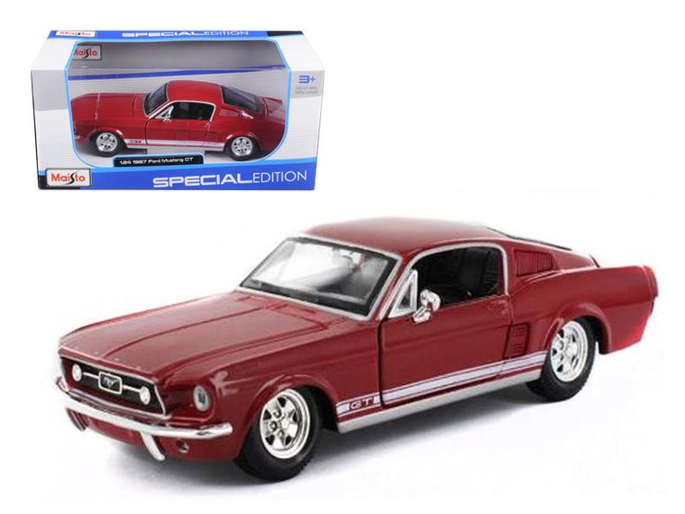 1967 Ford Mustang Gt Red 1/24 Diecast Model Car By Maisto (Pack Of 2) 31260r