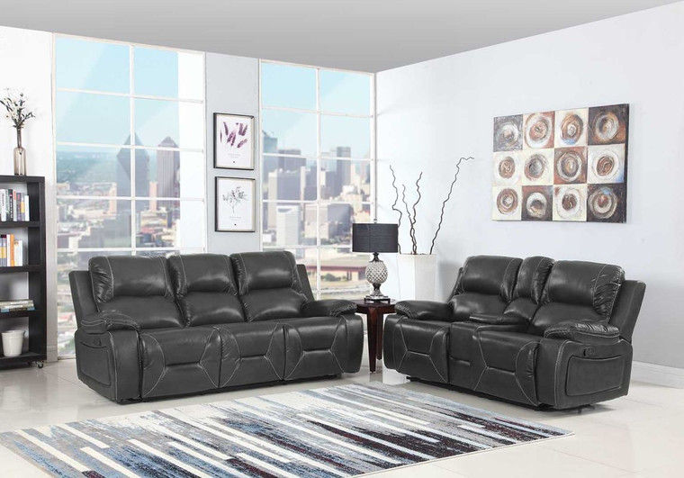 Homeroots 89'' X 40'' X 40'' Modern Gray Leather Sofa And Loveseat 343854