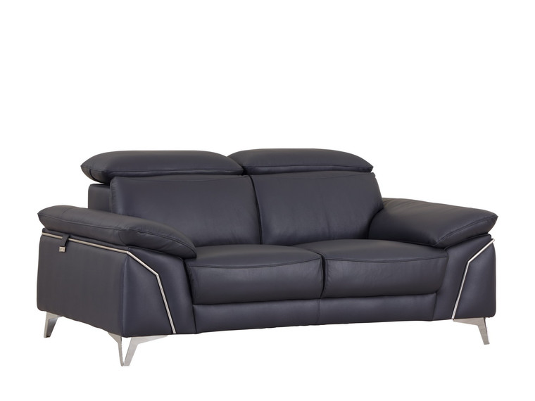 Homeroots 31" Fashionable Navy Leather Loveseat 329691