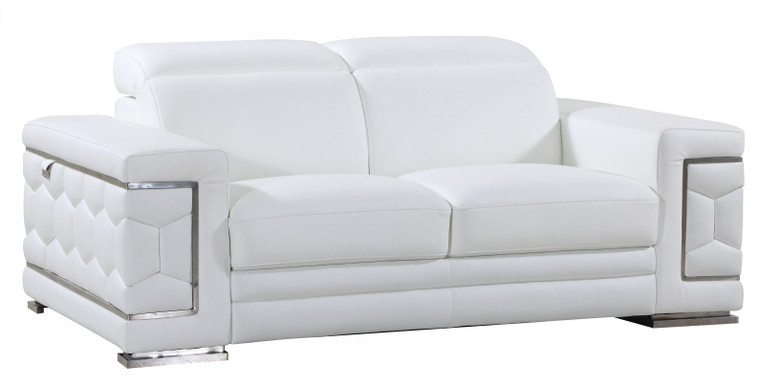 Homeroots 71" Sturdy White Leather Loveseat 329594