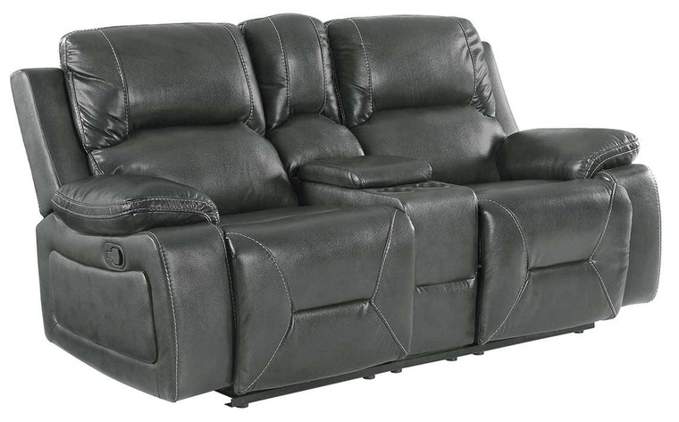 Homeroots 40" Classy Grey Leather Loveseat 329444