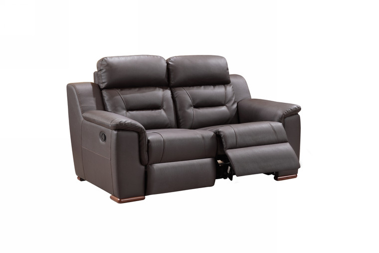 Homeroots 67'' X 41'' X 41'' Modern Brown Leather Loveseat 343909