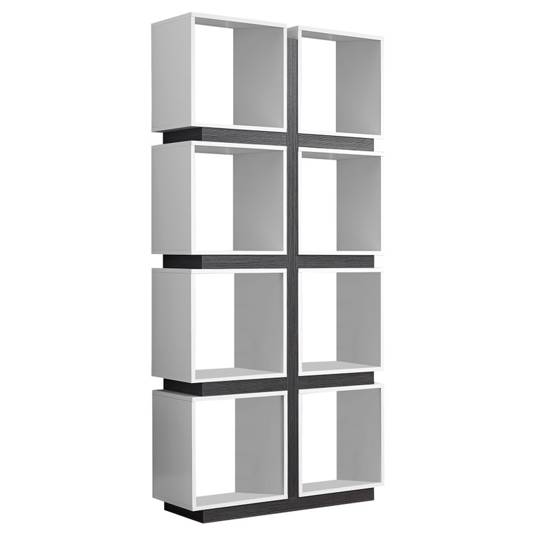 Homeroots 12" X 33.5" X 71.25" White, Grey, Particle Board, Hollow-Core - Bookcase With A Hollow Core 333364