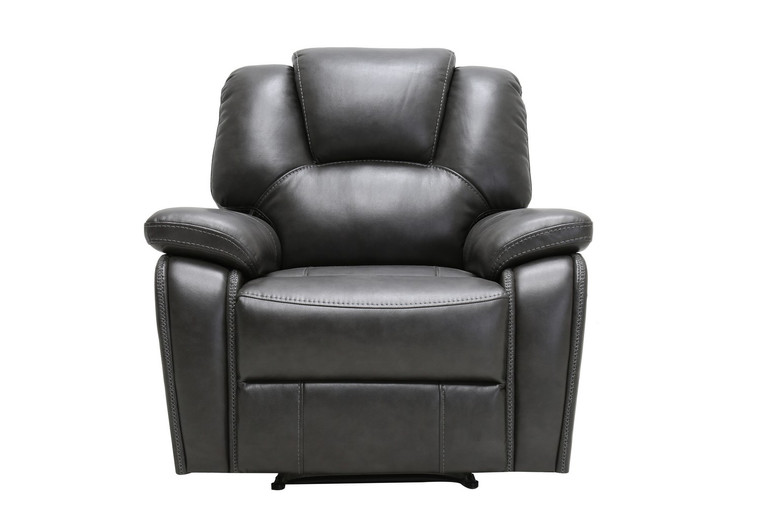 Homeroots 40" Contemporary Grey Leather Power Reclining Chair 329709