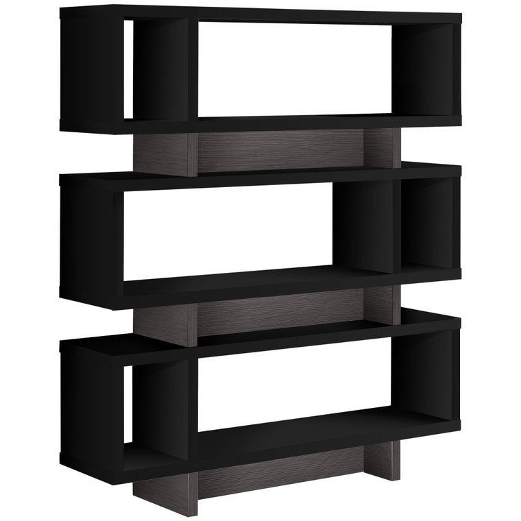 Homeroots 12" X 47.25" X 54.75" Black, Grey, Particle Board, Hollow-Core - Bookcase 333537