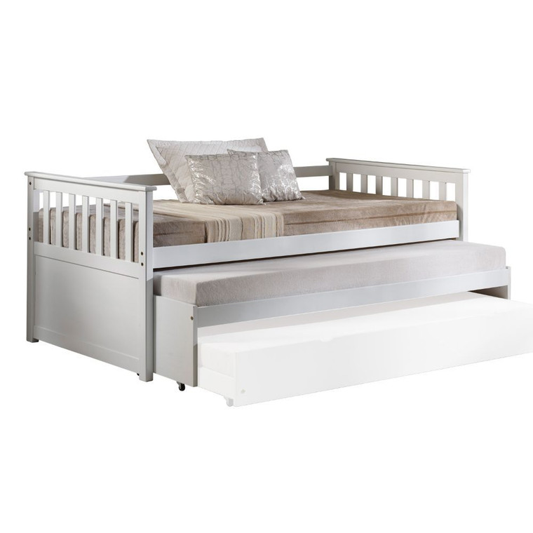 Homeroots 43" X 80" X 32" White Wood Daybed & Pull-Out Bed 347211 "Special"