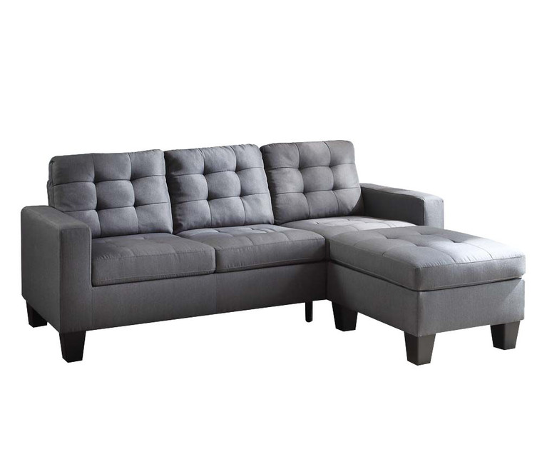 Homeroots 32" X 81" X 35" Gray Linen Upholstery Sectional Sofa 347262