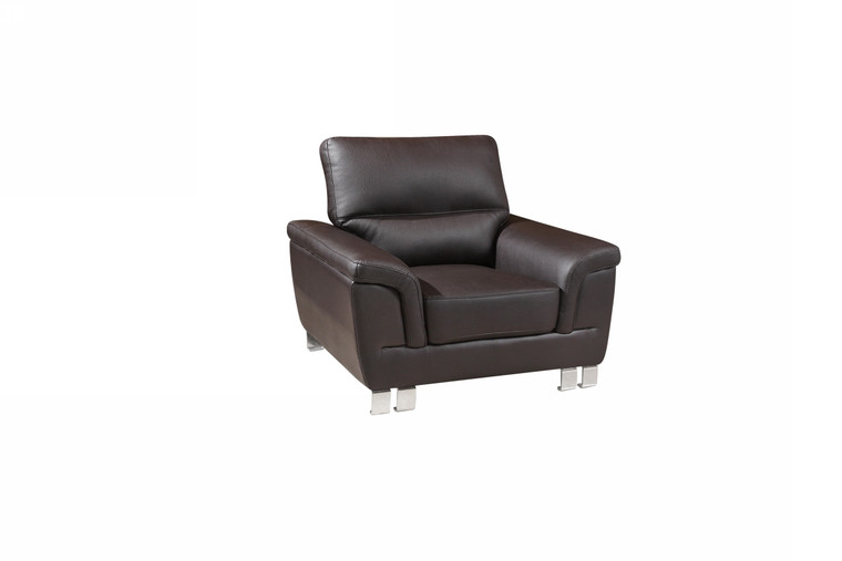 Homeroots 37" Modern Brown Leather Chair 329564