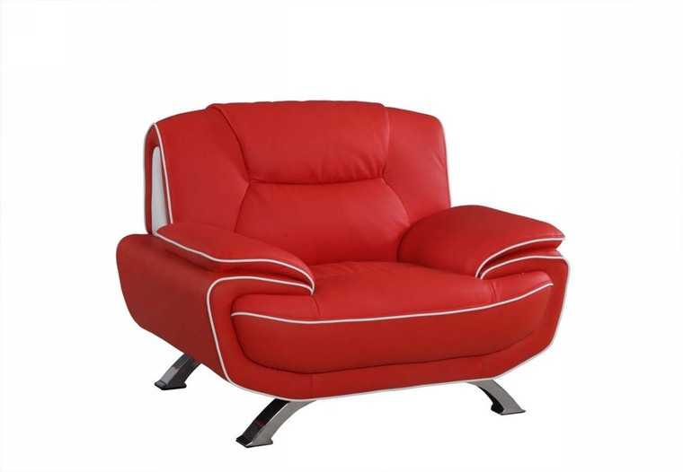Homeroots 40" Sleek Red Leather Chair 329473