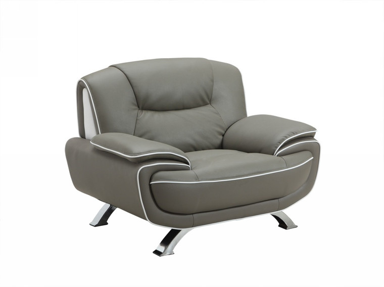 Homeroots 40" Sleek Grey Leather Chair 329469