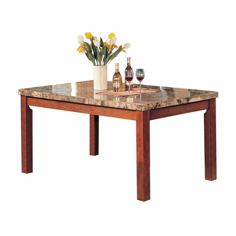 Homeroots 38" X 64" X 31" Brown Marble & Cherry Wood Dining Table 346980