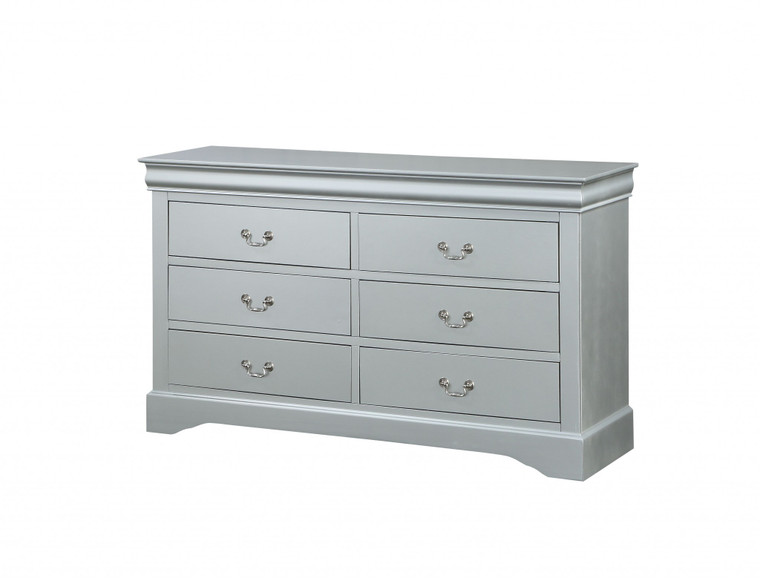 Homeroots 15" X 57" X 33" Platinum Wood Dresser 347113