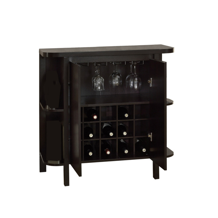 Homeroots 15.5" X 36" X 36" Cappuccino, Particle Board, Hollow-Core - Glass Storage Home Bar 332869