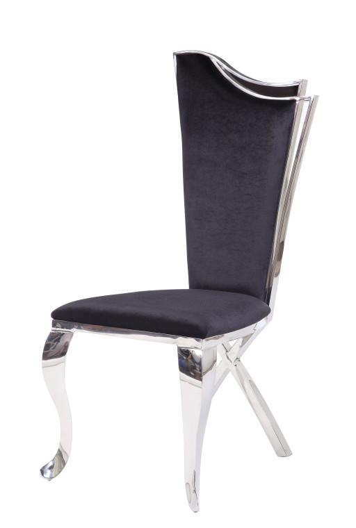 Homeroots 20" X 21" X 43" Fabric Stainless Steel Upholstered (Seat) Side Chair (Set-2) 347321
