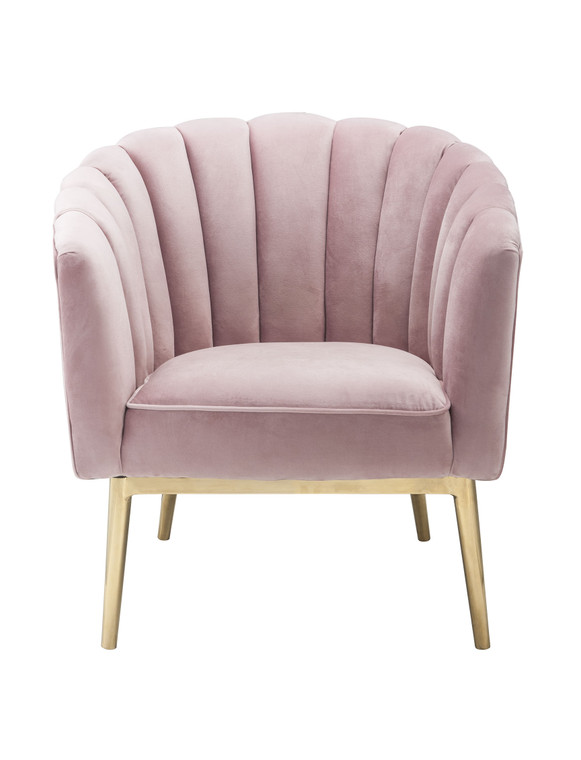 Homeroots 31" X 32" X 34" Pink Velvet Gold Upholstery Wood Accent Chair 347308