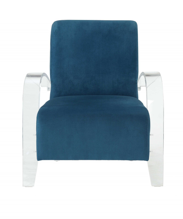 Homeroots 30" X 31" X 36" Teal Clear Acrylic Upholstery Acrylic Accent Chair 347306