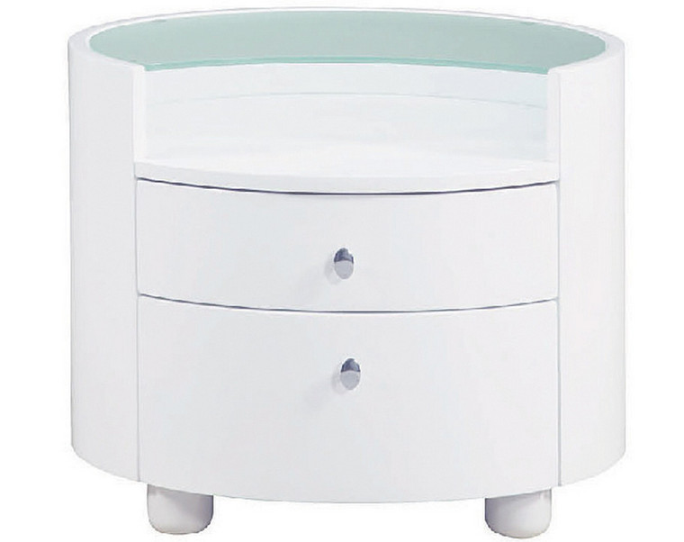 Homeroots 20" Sophisticated White High Gloss Nightstand 329662