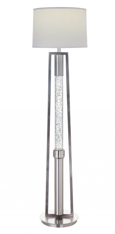 Homeroots 15" X 15" X 58" Brushed Nickel Metal Glass Led Shade Floor Lamp 347218