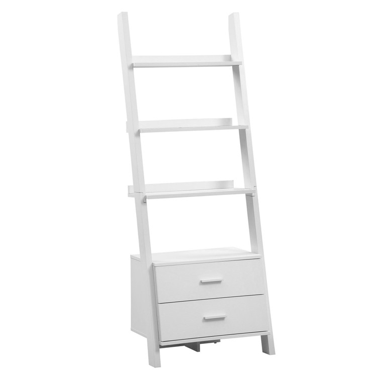 Homeroots 16.75" X 25.5" X 69" White, Particle Board, Hollow-Core - Bookcase With 2 Storage Drawers 332876