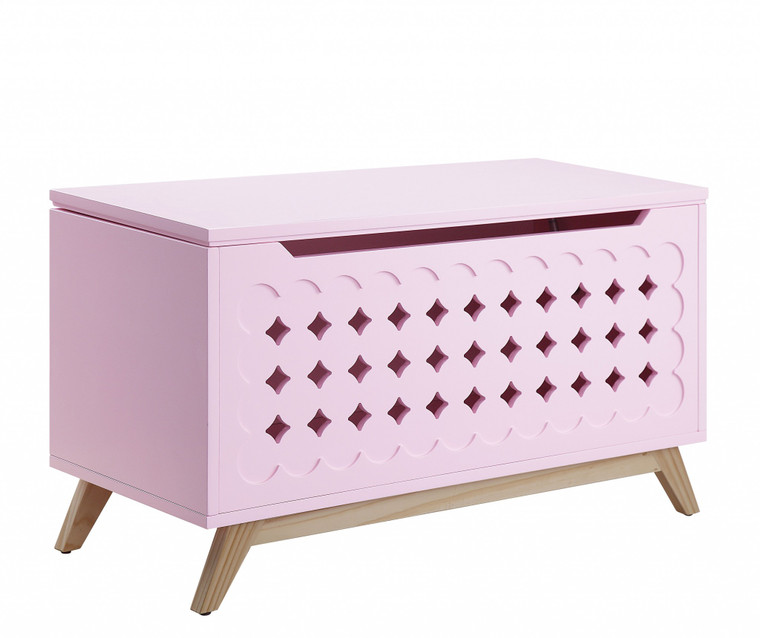 Homeroots 16" X 37" X 21" Pink Natural Wood Youth Chest 347556