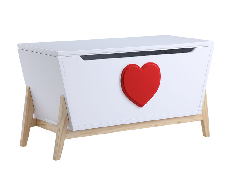 Homeroots 16" X 37" X 20" White Red Wood Youth Chest 347559