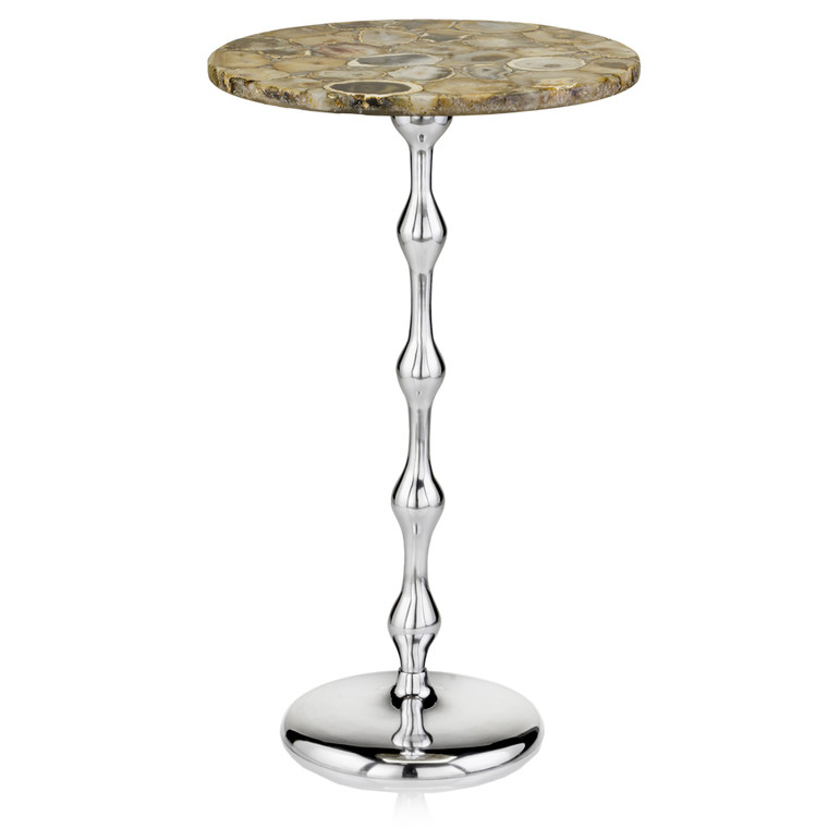 Homeroots 16" X 16" X 27" Buffed/Tan, Tall - Side Table With Agate Top 354906